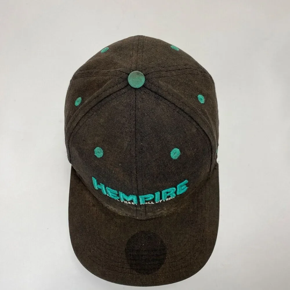 Hempire Mens Cap Hat Black Snap Back Embroidered Logo Chiefton Made of Hemp